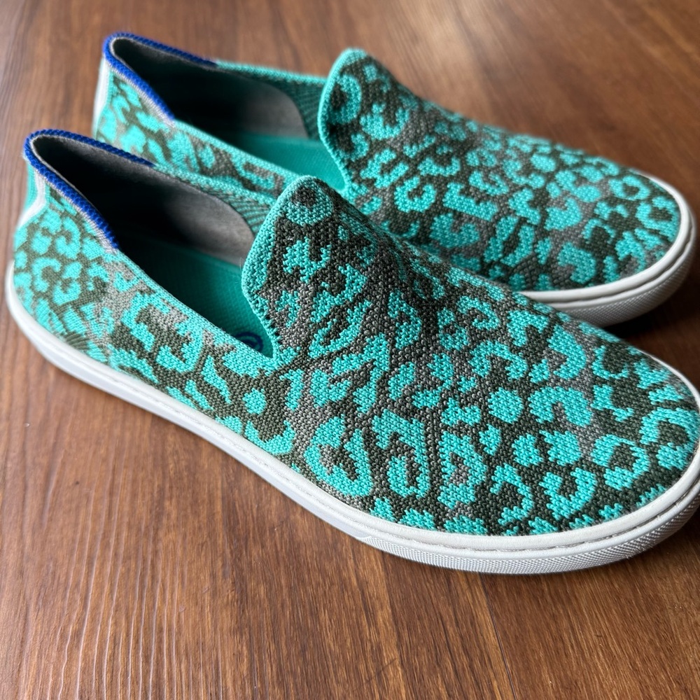 Rothy’s The Kids Sneaker Childrens 4 Aqua Camo Spot Green Slip On Shoes Girls